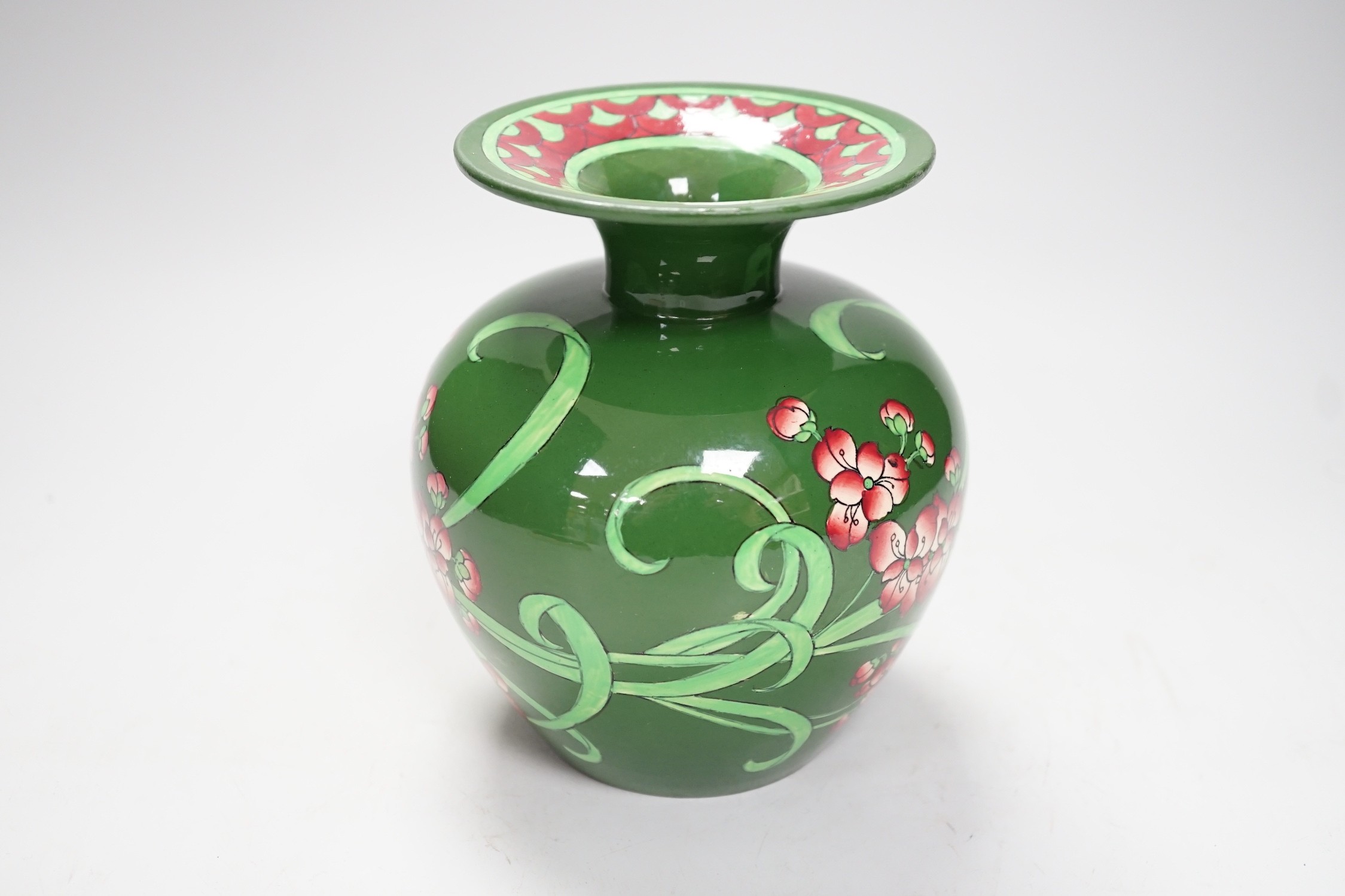 The Foley “Intarsio” hand painted floral vase, numbered 3442, 15cm tall